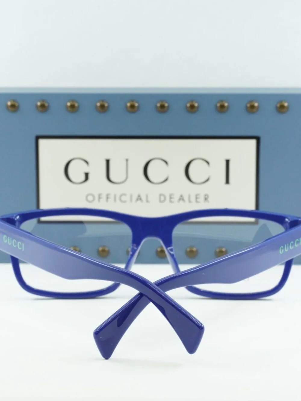 Gucci GG1141O 002 Rectangle Eyeglasses – Blue 56mm - Picture 9 of 10